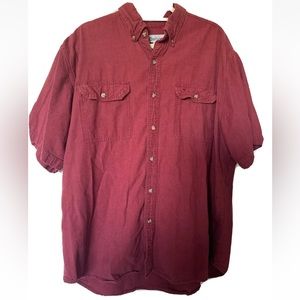 Carhartt Button Up Denim Short Sleeve Shirt - Faded - Distressed - XL